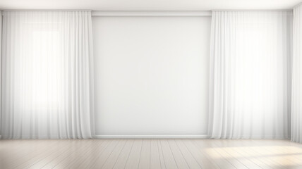 White modern bright empty room interior with window