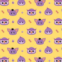 Seamless pattern with cute wild animal vector illustration