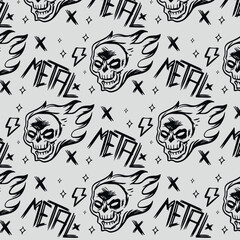 Metal music illustration seamless pattern design