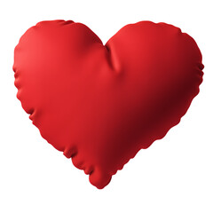 Red heart shaped pillow isolated on transparent background