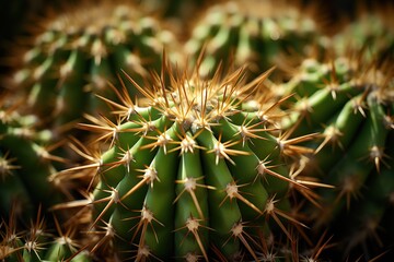 Naklejka na ściany i meble horizontal close up view of a cactus plant AI generated