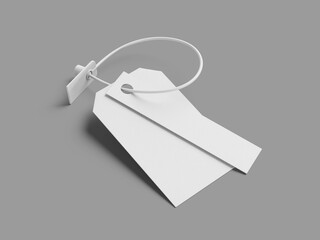 Isometric White Blank Hang Tag Mockup 3D Render for Price tag Label