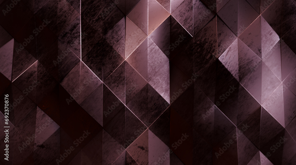 Wall mural random shifted wall background with tiles. futuristic, triangle tile pattern wallpaper with 3d. 3d r