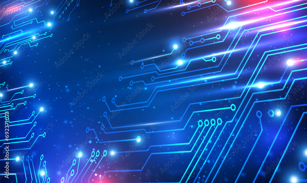 Poster 3d futuristic circuit technology background with hi-tech digital data connection system. futuristic 
