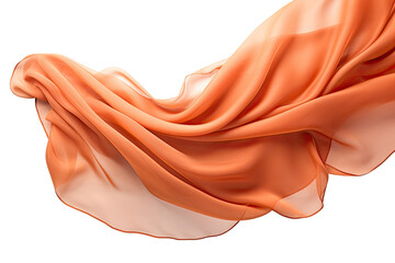 Flying auburn silk fabric on a white background - obrazy, fototapety, plakaty