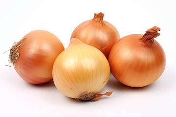 Group of onions on white background