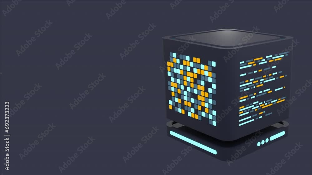 Poster 3d server animation. computer server 3d render. cloud computing