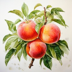 peach,watercolor,white background