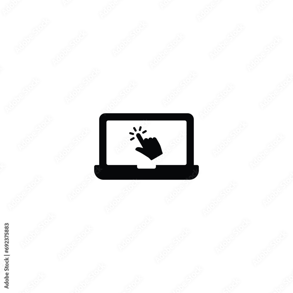 Poster laptop with cursor icon vector for web site computer and mobile app
