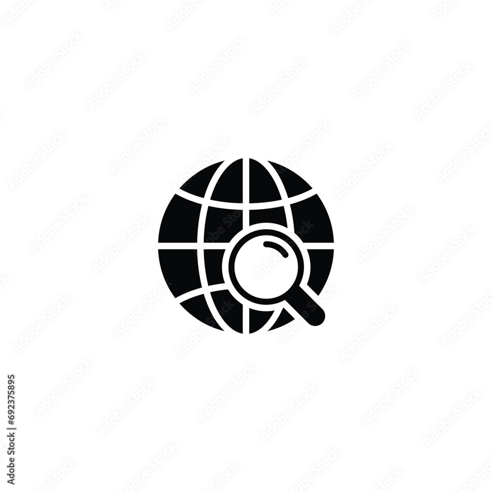 Poster globe search icon, web search sign vector for web site computer and mobile app