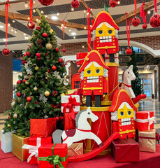 New Year's decoration with toys and gifts