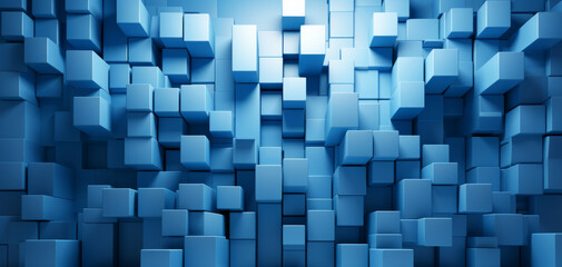 Blue Cubic Innovation: 3D Geometric Pattern