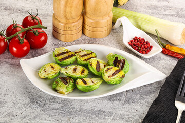 Grilled green brussel sprout cabbage