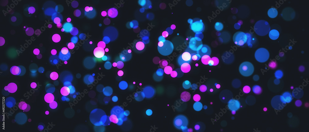 Poster creative blurry bokeh christmas on wide background. landing page concept. 3d rendering.