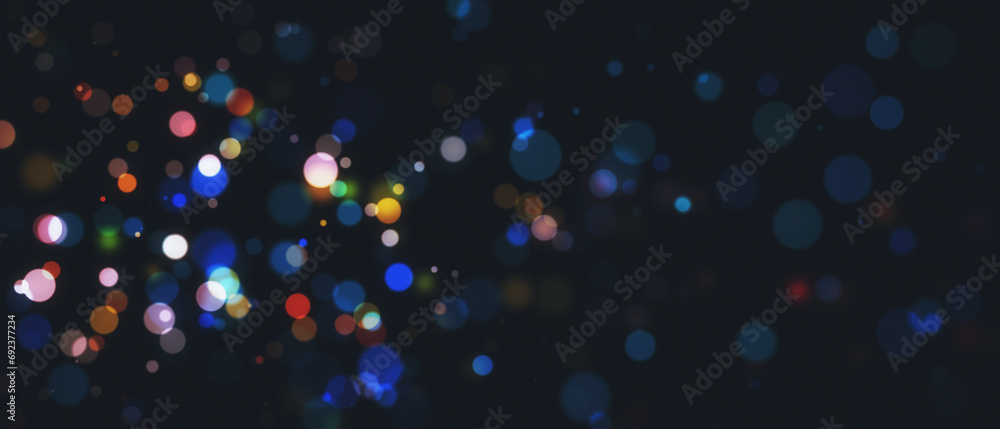 Poster creative blurry bokeh christmas on wide wallpaper. landing page concept. 3d rendering.