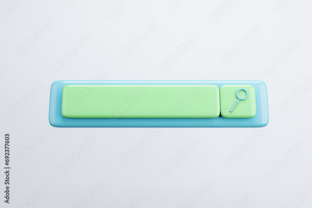 Fototapete conceptual image of a search bar with a loupe, cast in soft green and blue tones. technology concept