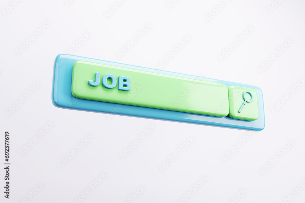Poster vivid job search concept with a bright green and blue color scheme. employment graphics. 3d renderin