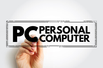 PC - Personal Computer acronym stamp, technology concept background