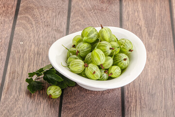 Sweet ripe gooseberries in the bowl