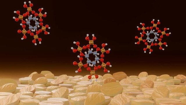 3d animation of phytate molecule, also known as phytic acid It's found in seeds, nuts, legumes, and unprocessed whole grains