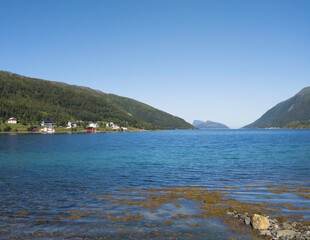 Coastal landscape in Kattfjord, on the island of Kvaløya