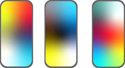 携帯電話の初期画面風イラスト三種