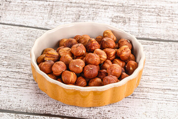 Heap of raw natural hazelnut