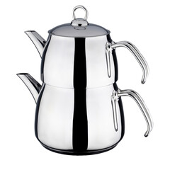 Traditional Turkish style stainless steel teapot, as a turkish 