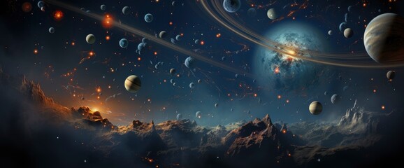 Planet Earth Starry Sky Solar System , Background Banner HD - obrazy, fototapety, plakaty