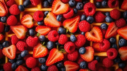 blueberry fruit waffle food illustration strawberry pineapple, mango kiwi, peach raspberry...