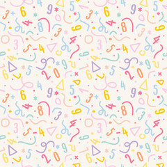 seamless pattern with neon numbers of the alphabet in random order. For backgrounds, textile, wrapping paper, and other surfaces .