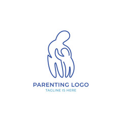 Parenting Symbol of Mom and Child Unite With One Line, Abstract Line Art Vector Logo Icon Design