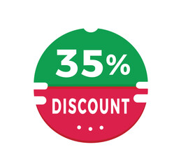 35 percent discount sticker design. Banner discount promotion announcement for advertising, special offer business. Modern vector.