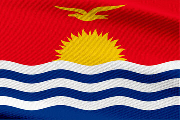 Close-up view of Kiribati National flag.
