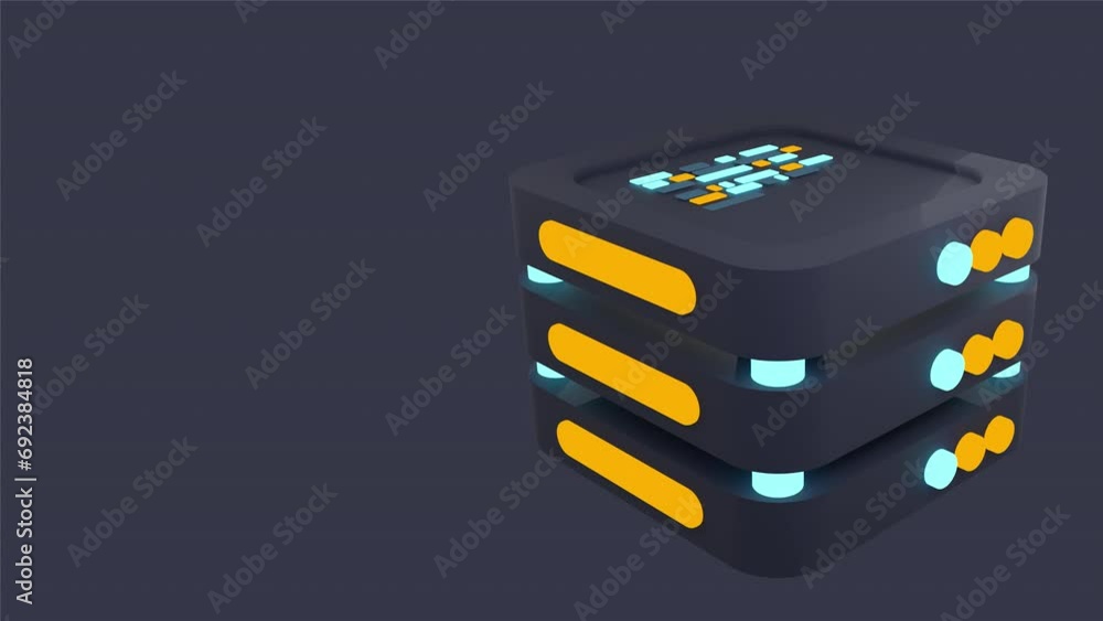 Poster 3d server animation. computer server 3d render. cloud computing