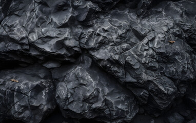 Dark gray rock surface with a grunge stone texture, Generative AI
