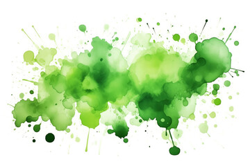 Colorful Abstract Green Watercolor Splatter Isolated on White Backdrop