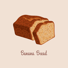 Banana Bread baked dessert vector illustration - 692386480