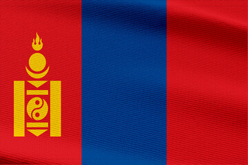 Close-up view of Mongolia National flag.