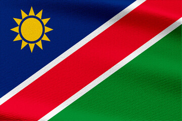 Close-up view of Namibia National flag.