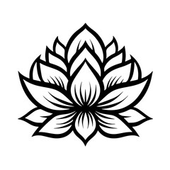 Vector black lotus icon on white background
