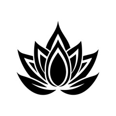 Vector black lotus icon on white background
