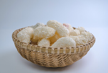 Korean traditional sweets, Yugwa, close-up, white background