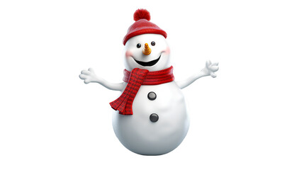 Fototapeta na wymiar snowman on a transparent background PNG for decorating projects at Christmas and New Year.