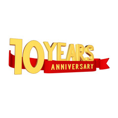 10 years anniversary celebration with red ribbon