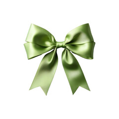 bright green ribbons tied in a bow on white background