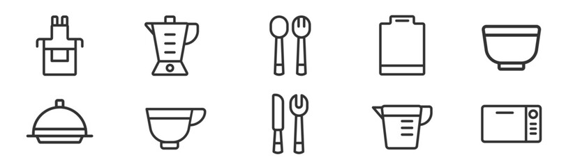 Set of kitchen tool icons. Kitchenware icons. Kitchen icons.