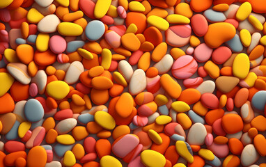 A multitude of colorful pebbles, Generative AI