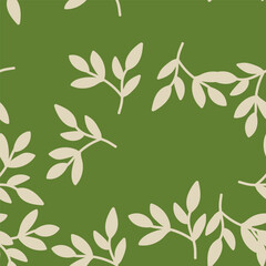 Chic and organic seamless pattern with leaves and herbs.