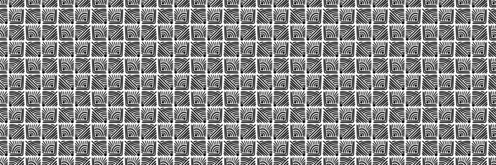 Seamless black and white abstract texture of repeating patterns